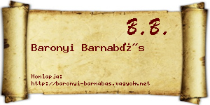 Baronyi Barnabás névjegykártya